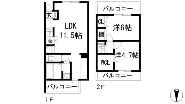 箕面ブジーノースの物件間取画像